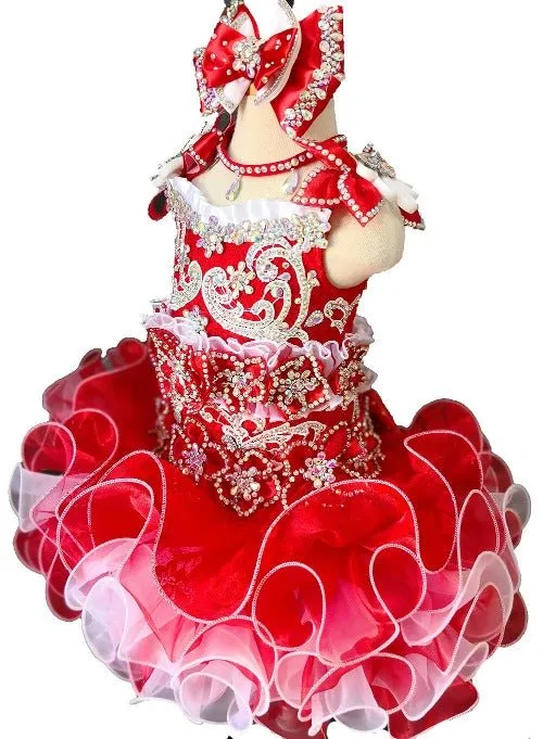 Glitz Beaded Bodice Little Girl/Baby Girl/Baby Miss Pageant Dress