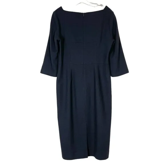Goat Sheath Dress Midi Blue Minimalist Quiet Luxury 10