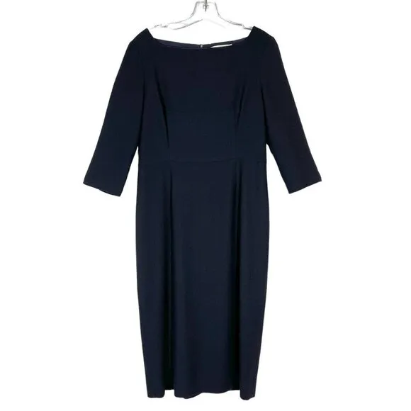 Goat Sheath Dress Midi Blue Minimalist Quiet Luxury 10
