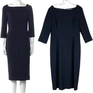 Goat Sheath Dress Midi Blue Minimalist Quiet Luxury 10
