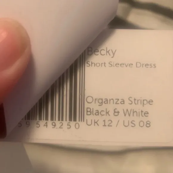 GOAT Size 8 Black &amp; White Striped Organza Becky Dress U.K. Luxury Fashion