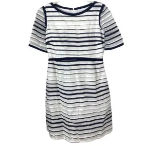 GOAT Size 8 Black &amp; White Striped Organza Becky Dress U.K. Luxury Fashion