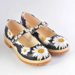 Goby Floral Daisy Print Mary Jane Lug Sole Loafer Shoes Size 42