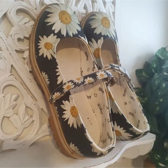 Goby Floral Daisy Print Mary Jane Lug Sole Loafer Shoes Size 42
