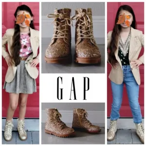 Gold Glitter Moto Ankle Boots