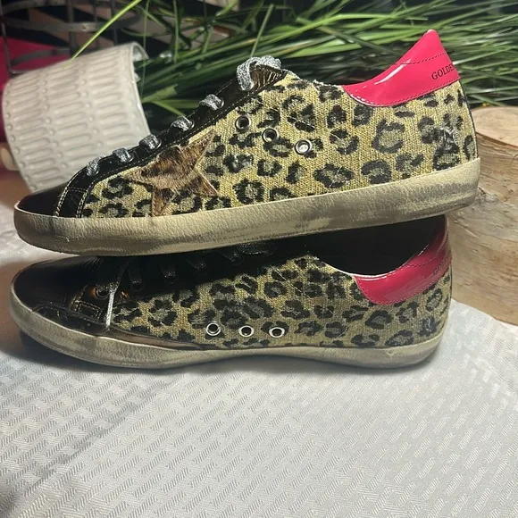 Golden Goose Super-Star  shoes sneakers leopard w/box &amp; receipt