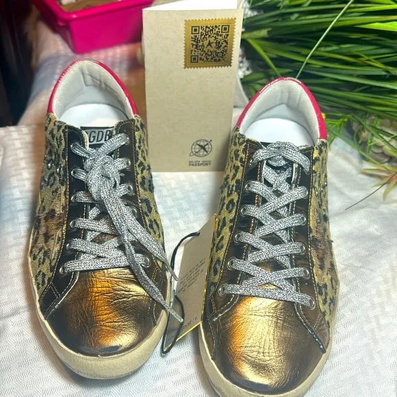 Golden Goose Super-Star  shoes sneakers leopard w/box &amp; receipt