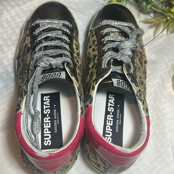 Golden Goose Super-Star  shoes sneakers leopard w/box &amp; receipt