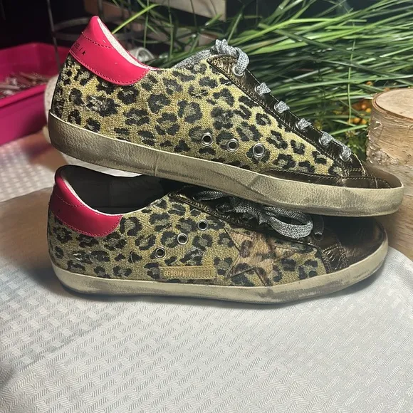 Golden Goose Super-Star  shoes sneakers leopard w/box &amp; receipt
