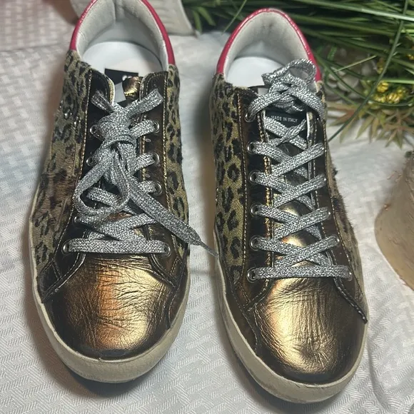 Golden Goose Super-Star  shoes sneakers leopard w/box &amp; receipt