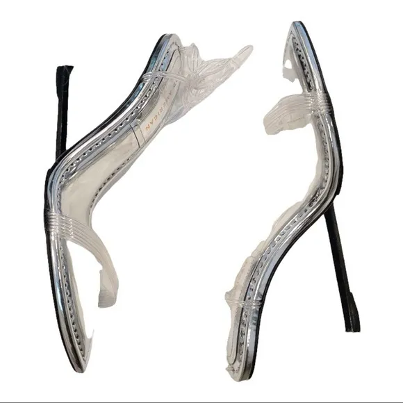 GOOD AMERICAN Cinder-F*cking-Rella Wedge in Silver - Size 7.5