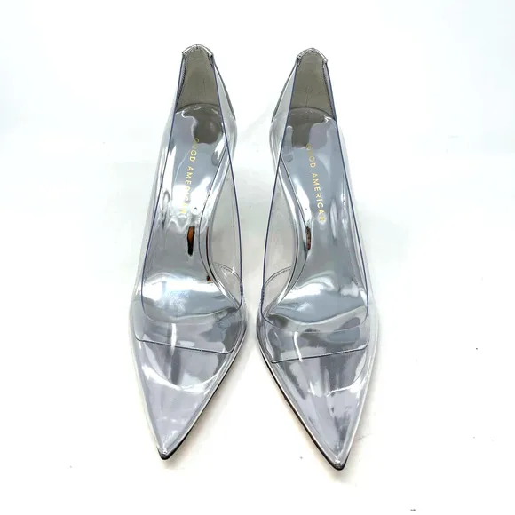 Good American CindeRella Pumps Size 8 Glass GA275P-X