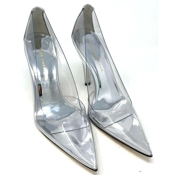 Good American CindeRella Pumps Size 8 Glass GA275P-X
