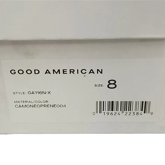 Good American Kickstand Bootie Camo Neoprene High Heeled Ankle Boot