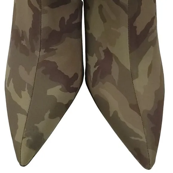 Good American Kickstand Bootie Camo Neoprene High Heeled Ankle Boot