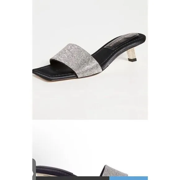 Good American Kickstand Slide Sandals Mules Black Diamanté Size 11 Shoes