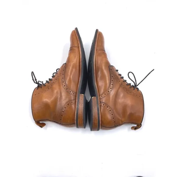 Gordon Rush Horton Leather Cap Toe Wingtip Ankle Boots in Cognac Size 9