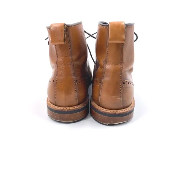 Gordon Rush Horton Leather Cap Toe Wingtip Ankle Boots in Cognac Size 9