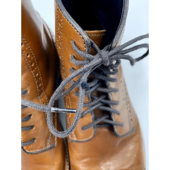 Gordon Rush Horton Leather Cap Toe Wingtip Ankle Boots in Cognac Size 9