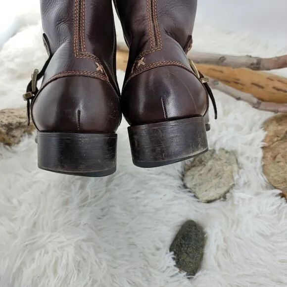 Gordon rush studded brown leather ankle boots. (K)