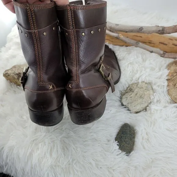 Gordon rush studded brown leather ankle boots. (K)