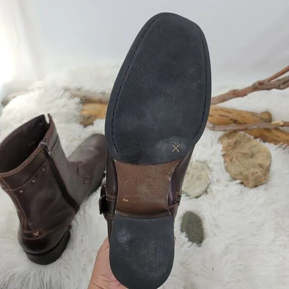 Gordon rush studded brown leather ankle boots. (K)