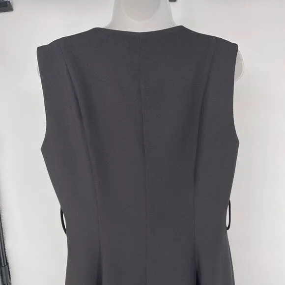 Gracia Black Sleeveless Wrap Dress Asymmetrical Hem Size L Modern Minimalist