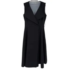 Gracia Black Sleeveless Wrap Dress Asymmetrical Hem Size L Modern Minimalist