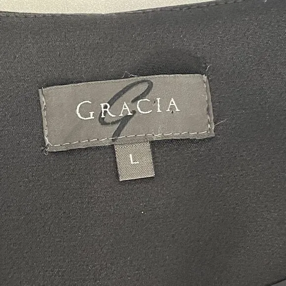 Gracia Black Sleeveless Wrap Dress Asymmetrical Hem Size L Modern Minimalist