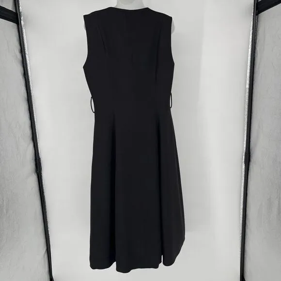 Gracia Black Sleeveless Wrap Dress Asymmetrical Hem Size L Modern Minimalist