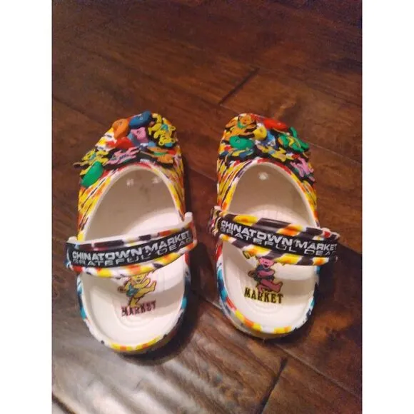 Grateful Dead Dancing Bear Chinatown Market Crocs Clogs Colorful Limited Edition