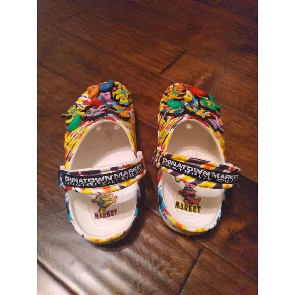 Grateful Dead Dancing Bear Chinatown Market Crocs Clogs Colorful Limited Edition