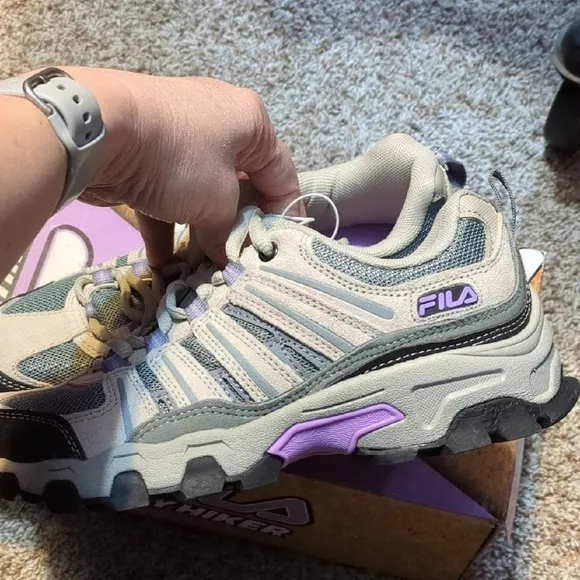 Gray and Purple Hiking Shoes