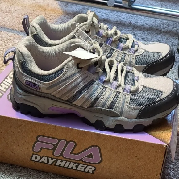Gray and Purple Hiking Shoes