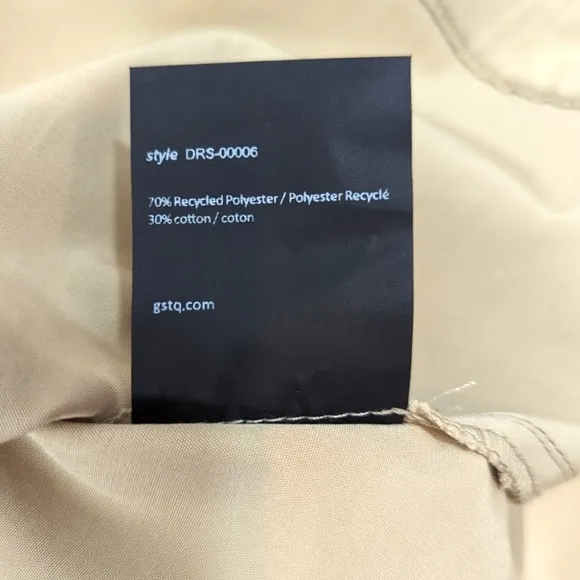 GSTQ 2 Way Zip Midi Dress NEW Womens Medium Beige Black Minimalist