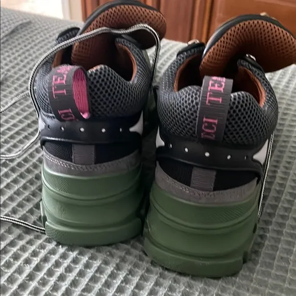 Gucci Black and Green Athletic Shoes with Rugged Design