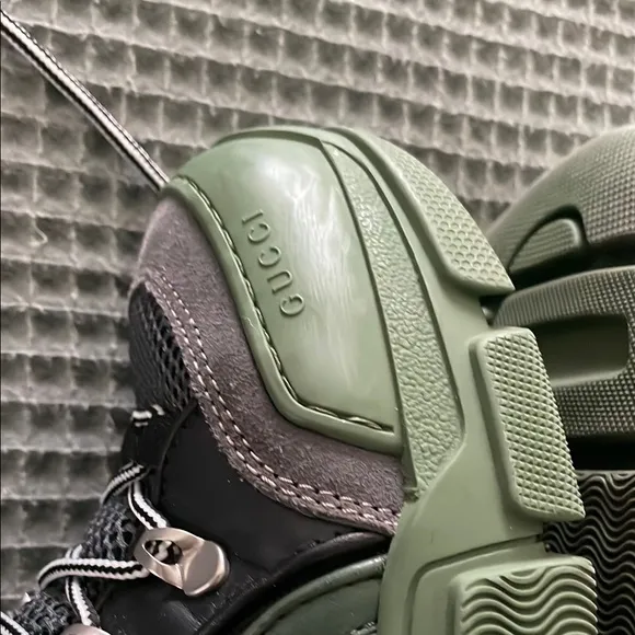 Gucci Black and Green Athletic Shoes with Rugged Design