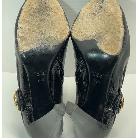 Gucci Black Patent Leather Bootie via Sophisticated Silhouette Size 9.5