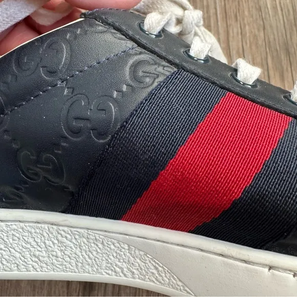 Gucci Men's Ace 'Black Logo' 386750-CWCG0-1070 Size 9
