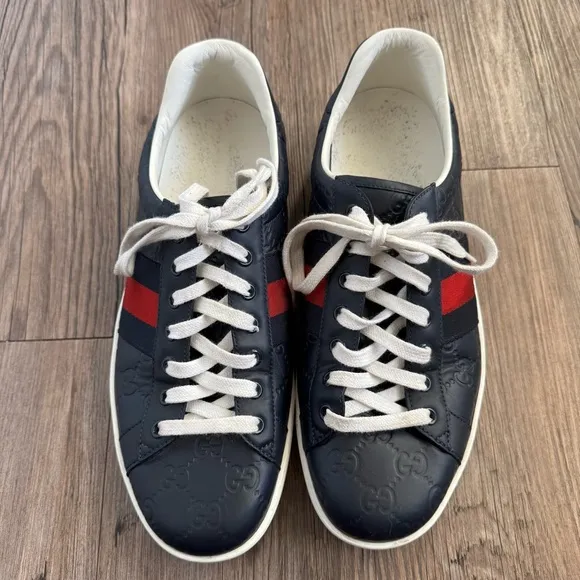Gucci Men's Ace 'Black Logo' 386750-CWCG0-1070 Size 9
