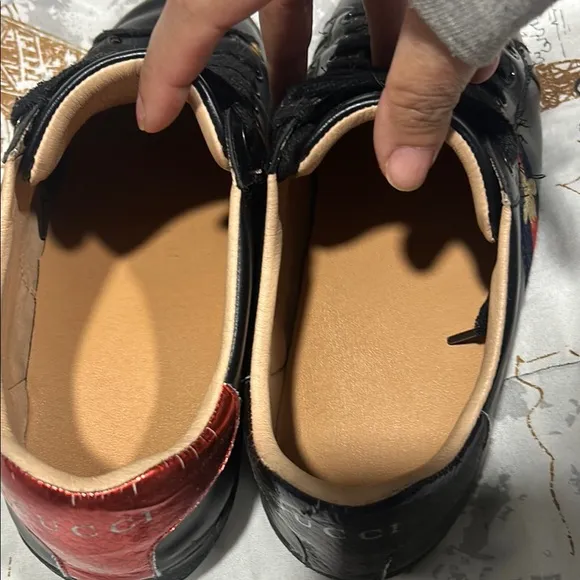 Gucci Men's Black Sneakers with Red and Blue Accents