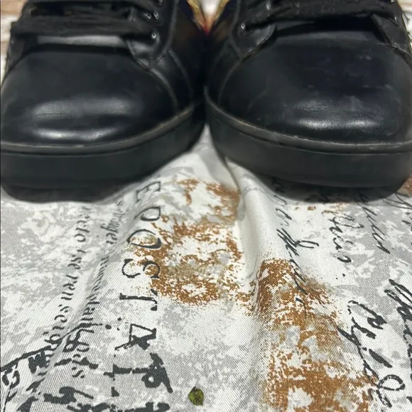 Gucci Men's Black Sneakers with Red and Blue Accents