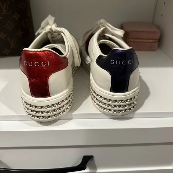 Gucci Women's Ace ‘Crystal’ White Platform Sneakers