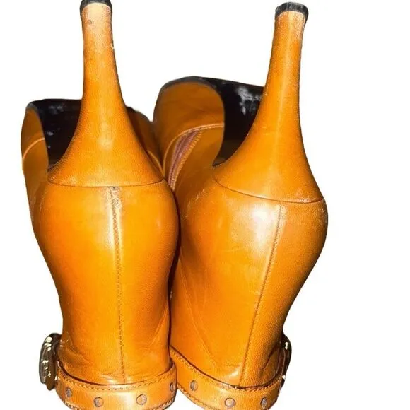 Gucci Brown Leather Ankle Boots 8 1/2 B
