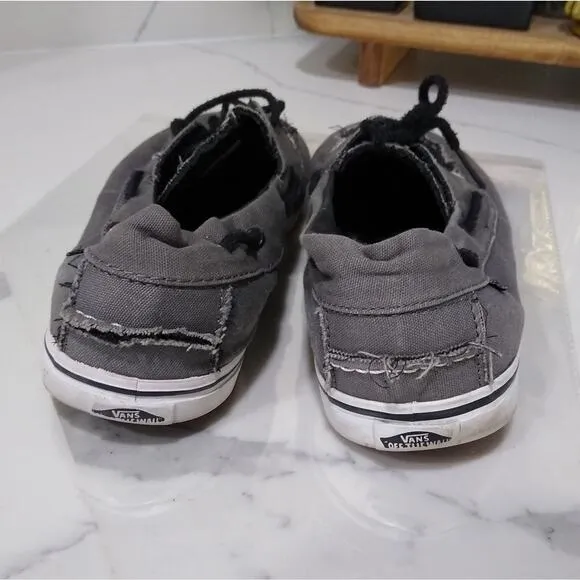 [H471] VANS Gray Boat Casual Slip-On Canvas Unisex Shoes