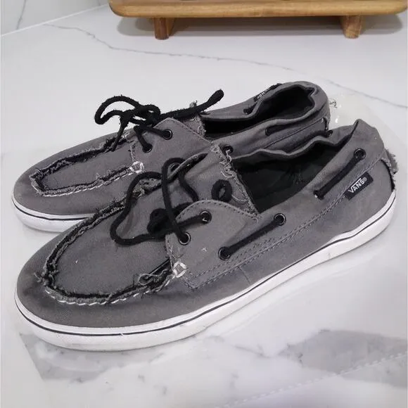 [H471] VANS Gray Boat Casual Slip-On Canvas Unisex Shoes