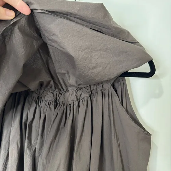 Hache Cotton Lyocell Poplin Off-shoulder Neutral Minimalist Popover Mini Dress