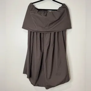 Hache Cotton Lyocell Poplin Off-shoulder Neutral Minimalist Popover Mini Dress