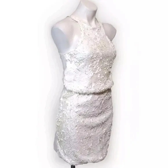 HACHE White Halter Sequin Luxury Designer Dress XS