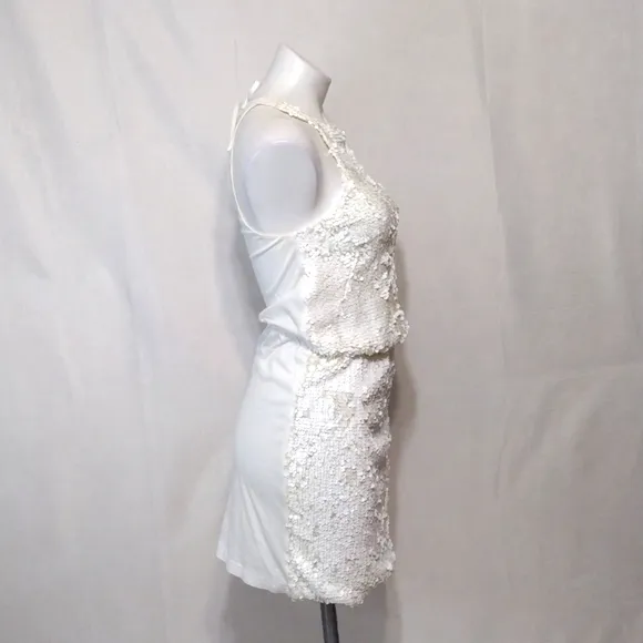 HACHE White Halter Sequin Luxury Designer Dress XS
